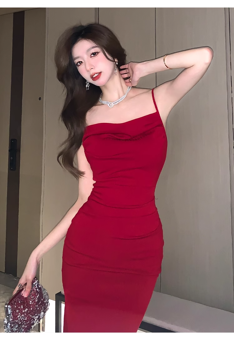 - Sexy Red Long Dress GEU1256