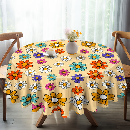 1pc Rectangle Embroidered Linen Tablecloth - Wrinkle-Free, Spring-Inspired Kitchen & Dining Table Linens for Outdoor and Indoor Use