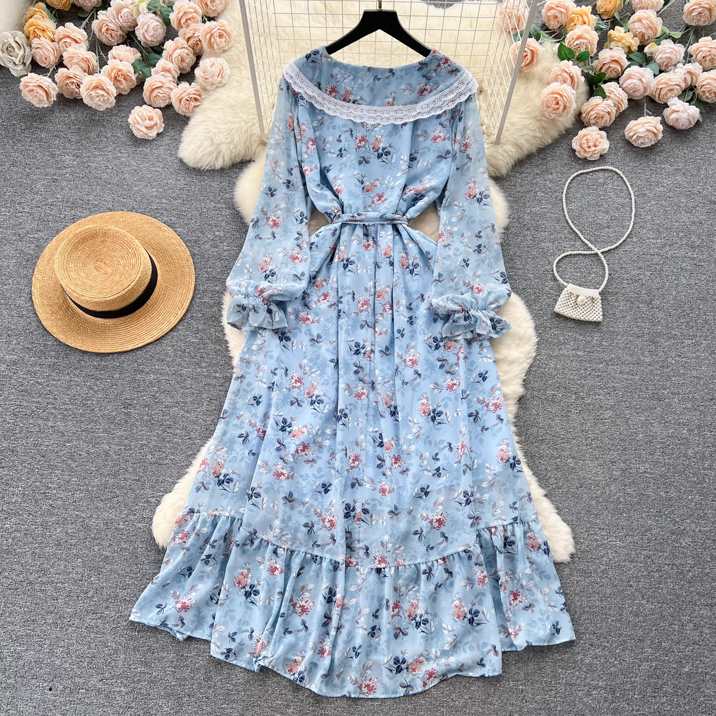 vmtvr- women's doll collar floral dress GEU517