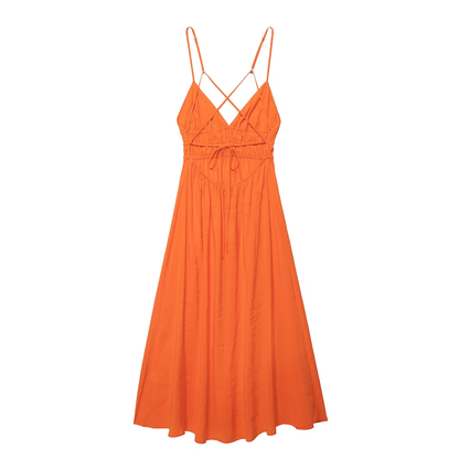 - Orange Backless Summer Dress  GEU1359