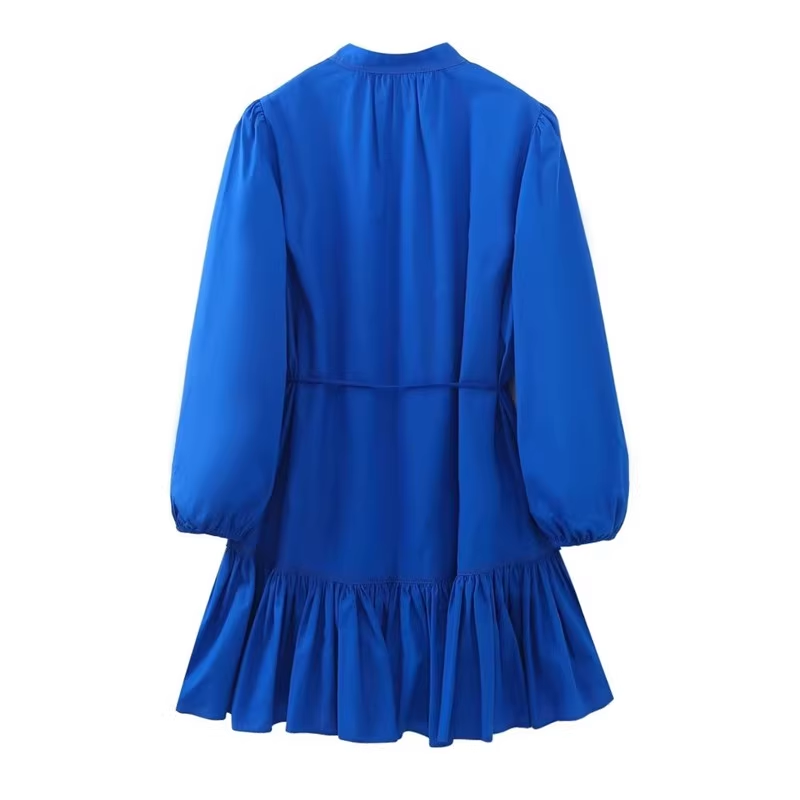 - Royal blue tiered embellished shirt dress GEU553