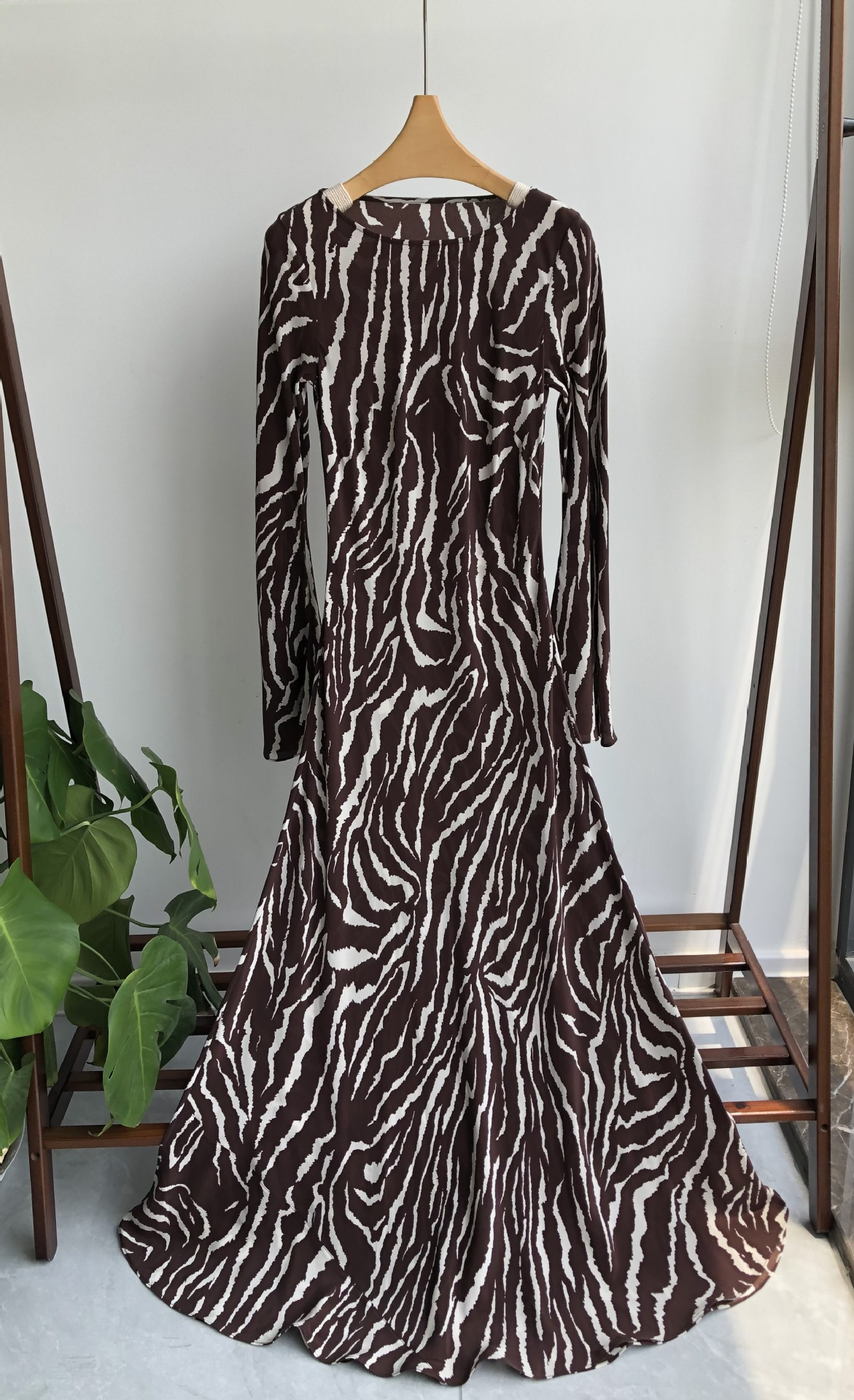 vmtvr -  Autumn Elegant Zebra Print Maxi Dress For Women Sexy See Through Long Sleeve Bodycon Club Party Dress Spring Casual Dress