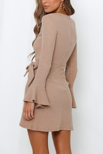 Flares Long Sleeve Knot Mini Dress