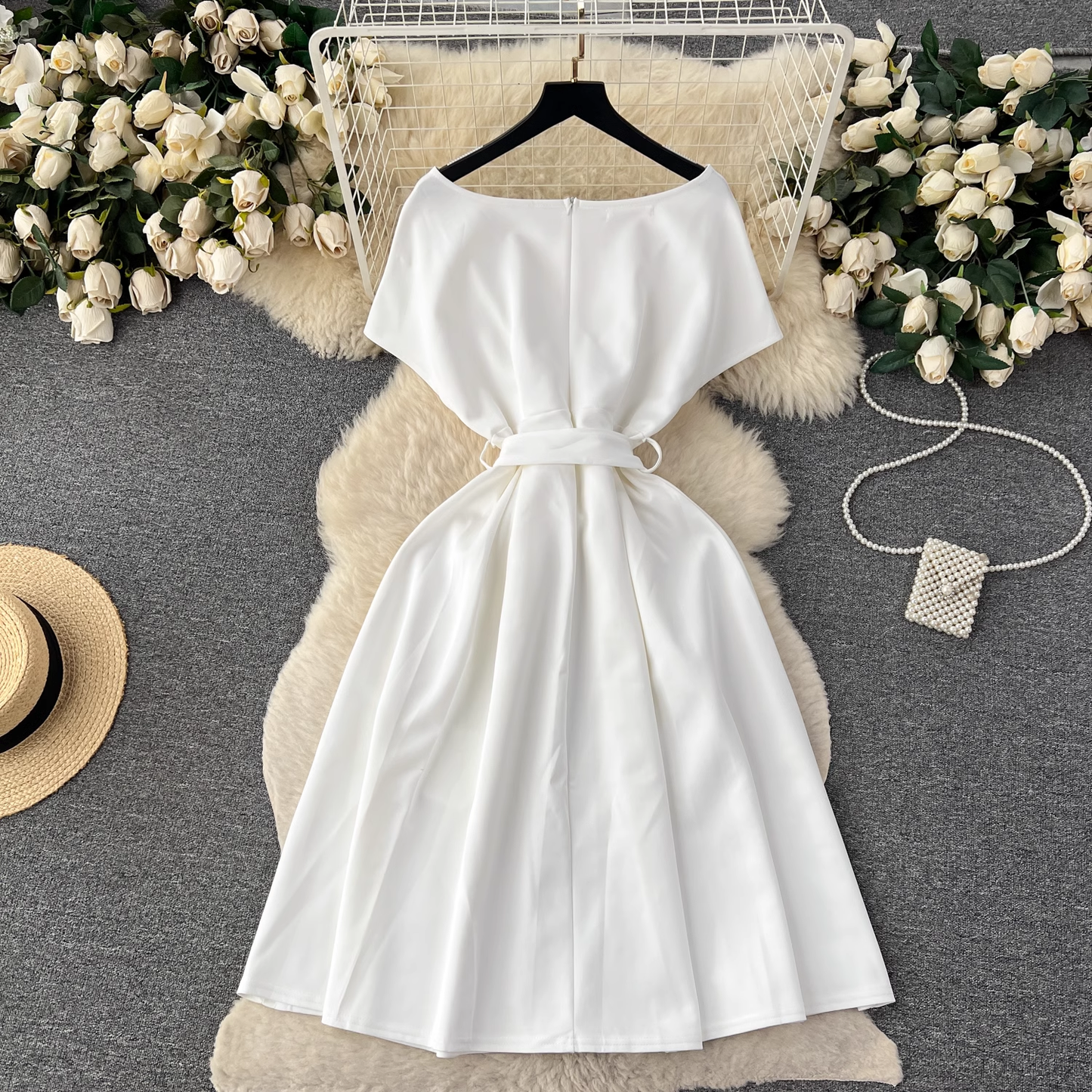 vmtvr- Summer bow tie waist chic dress GEU491