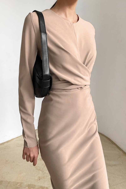 vmtvr Fashion Long Sleeve Waist Midi Dress