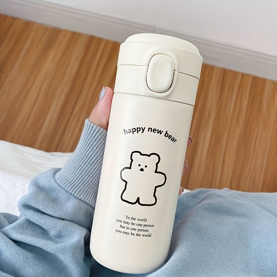 1pc, Cute Bear Vacuum Flask, Stainless Steel Insulated Water Bottles, Travel Thermal Cups, For Hot And Cold Beverages, Summer Winter Drinkware, Gifts