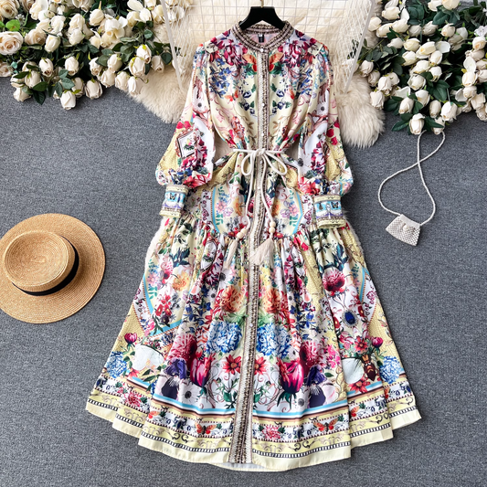 vmtvr- Women's autumn palace-style high-end printed dress GEU536