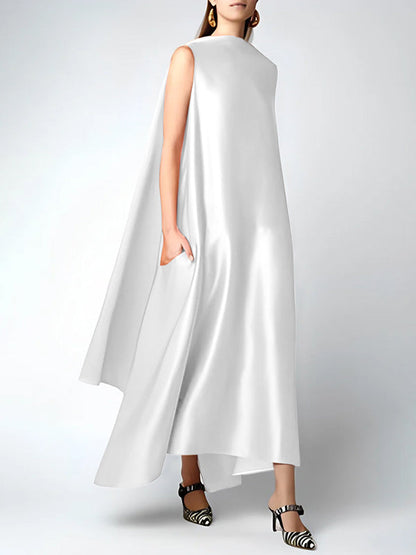 vmtvr - Loose Sleeveless Solid Color Round-Neck Maxi Dresses