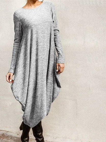 vmtvr - Cotton-blend 5XL Irregular Bottom Loose Casual Maxi Dress