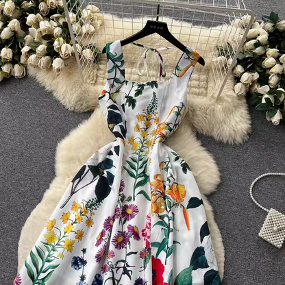 - women's summer printed square neck dress GEU1567