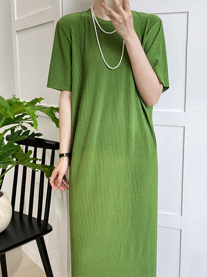 vmtvr - Original Casual Pleated Solid Color Midi Dress