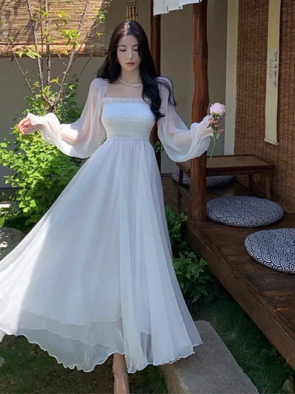 - White Tulle Long Dress  GEU1504