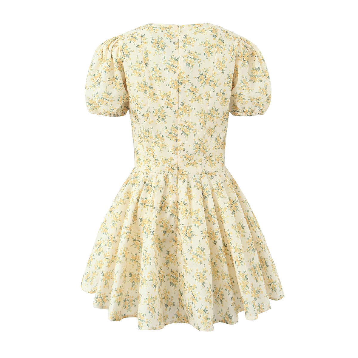 - Floral V-neck puff sleeve dress GEU1568