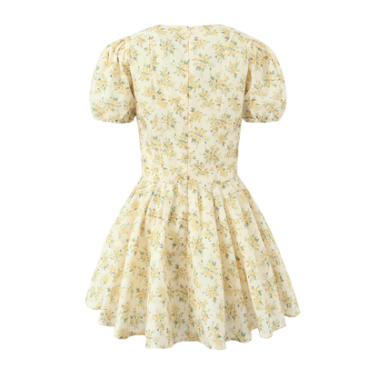 - Floral V-neck puff sleeve dress GEU1568