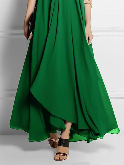 vmtvr - Loose Sleeveless Solid Color Halter-Neck Maxi Dresses