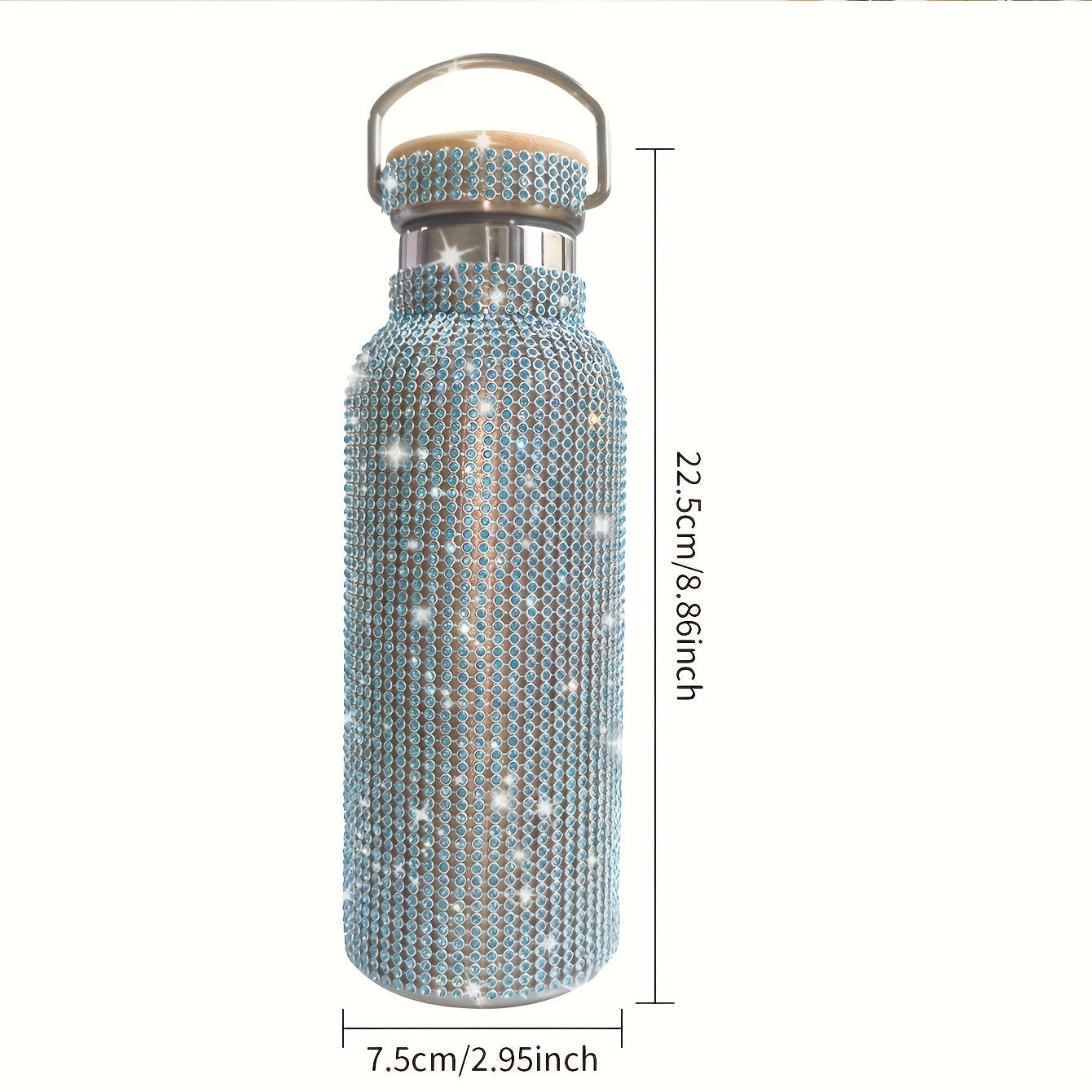 1pc, Sparkling Studded Vacuum Flask, Stainless Steel Insulated Water Bottles, 500ml/17oz Travel Thermal Cups, For Hot And Cold Beverages, Summer Winter Drinkware, Gifts