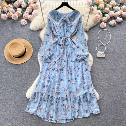 - women's doll collar floral dress GEU517