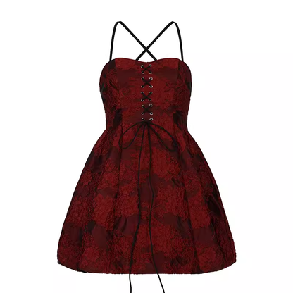 - Red A-line Party Dress   GEU1344