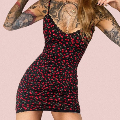 Ala Cherry Print Mini Dress