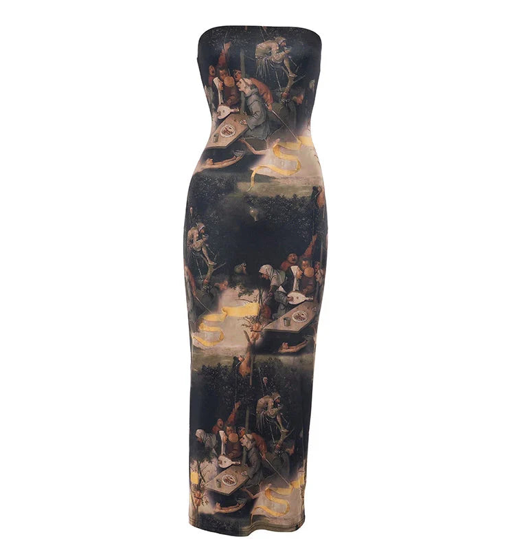 Aviona Printed Strapless Dress