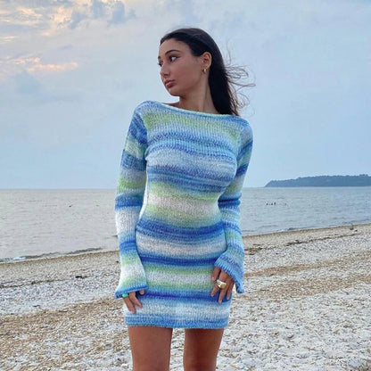 Azure Backless Knit Dress