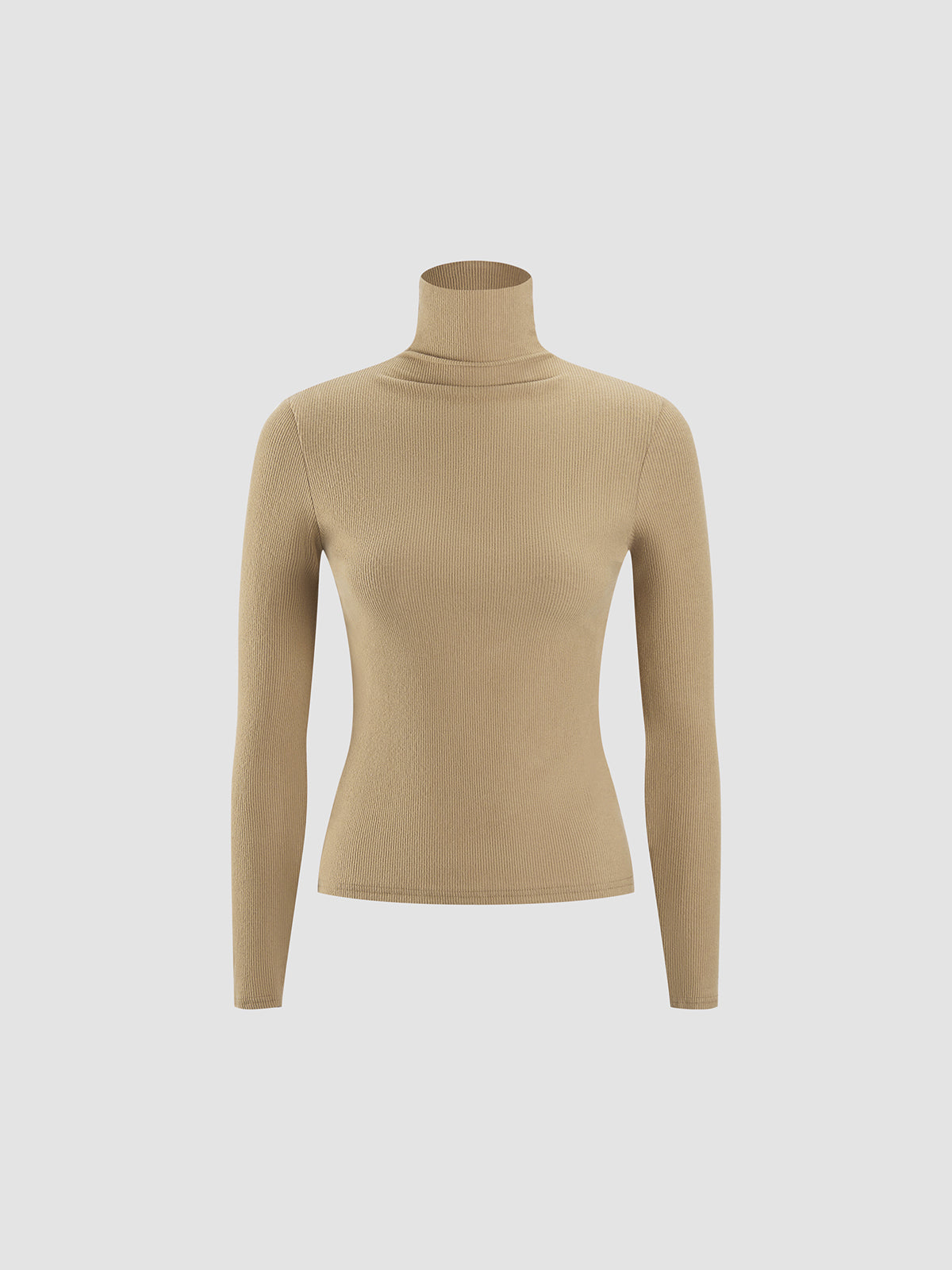 - Basic Turtleneck Ribbed Blouse