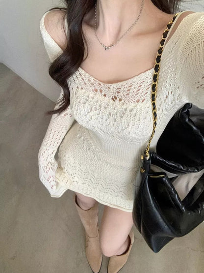 Calynda Knitted Lace Mini Dress