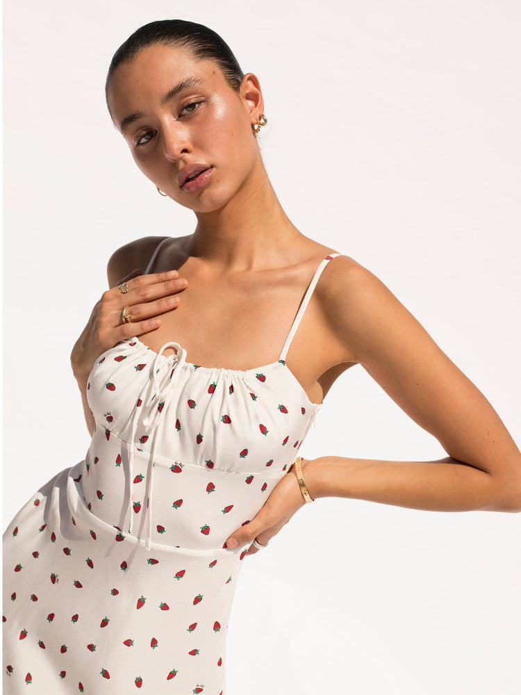 Chesney Strawberry Print Midi Dress