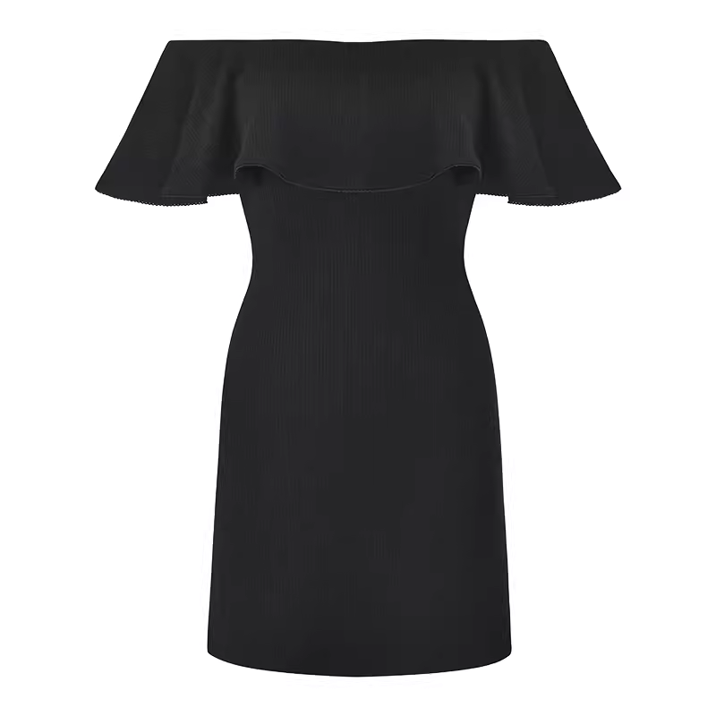 - Off The Shoulder Black Dress GEU1364