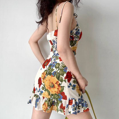 vmtvr- Oil painting print vintage slip dress GEU475