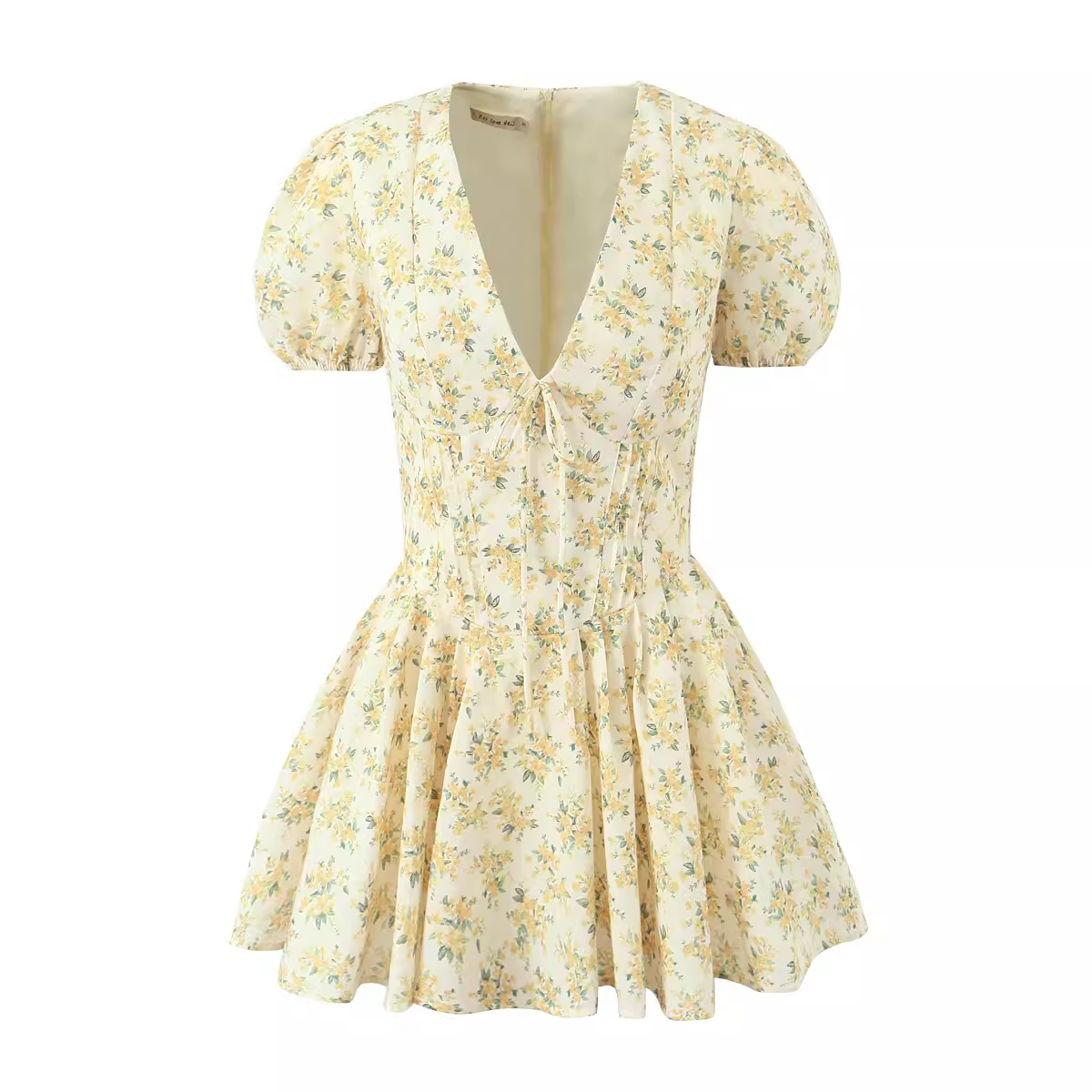 - Floral V-neck puff sleeve dress GEU1568