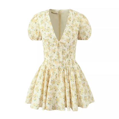- Floral V-neck puff sleeve dress GEU1568