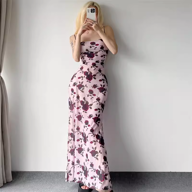 - romantic rose print dress GEU1269