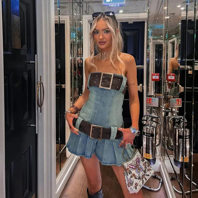 Frady Denim Belt Dress