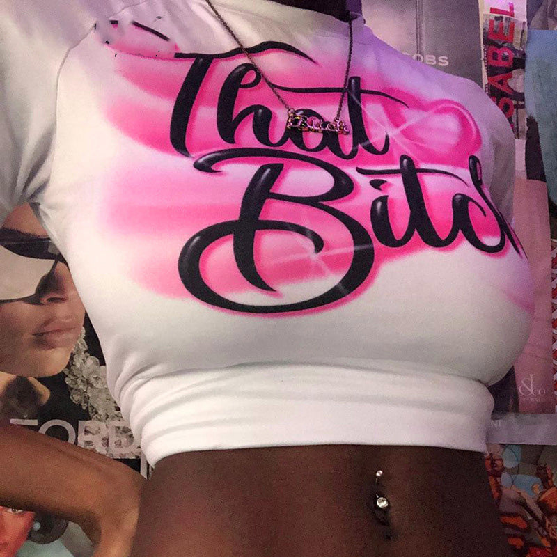 -Fall Outfits  2000S Streetwear O-Neck Short Sleeve T-Shirts Y2K Fashion Letter Print Cute Baby Tees Summer E-Girl White Crop Tops Slim