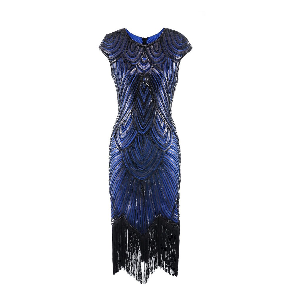 Vintage 1920s Flapper Great Gatsby Dress O-Neck Cap Sleeve Sequin Fringe Party Midi Dress Vestidos Verano 2019 Summer Dress