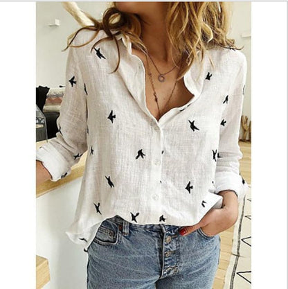 -Fall Outfits Long Sleeve Top Loose Shirts women  summer Oversized Tops pure color casual loose long-sleeved linen shirt in stock