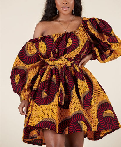 vmtvr - African Dresses Women Sexy Shoulder Off Mini Dress Dashiki Tribal Print Africa Dress Women African Clothes Robe Africaine Femme