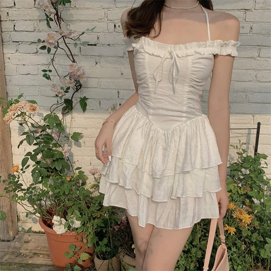 vmtvr Summer Kawaii Party Strap Dress Women Casual Holiday Beach Sexy Mini  Dress Designer Ruffles Sweet Princess Fairy Dress Y2K