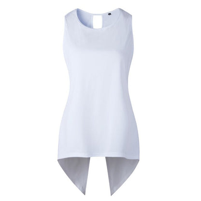 Womens Tops And Blouses Sleeveless Ladies Top Female Cross Irregular O-Neck Woman Blouse Shirt Summer Tops For Women  Tank