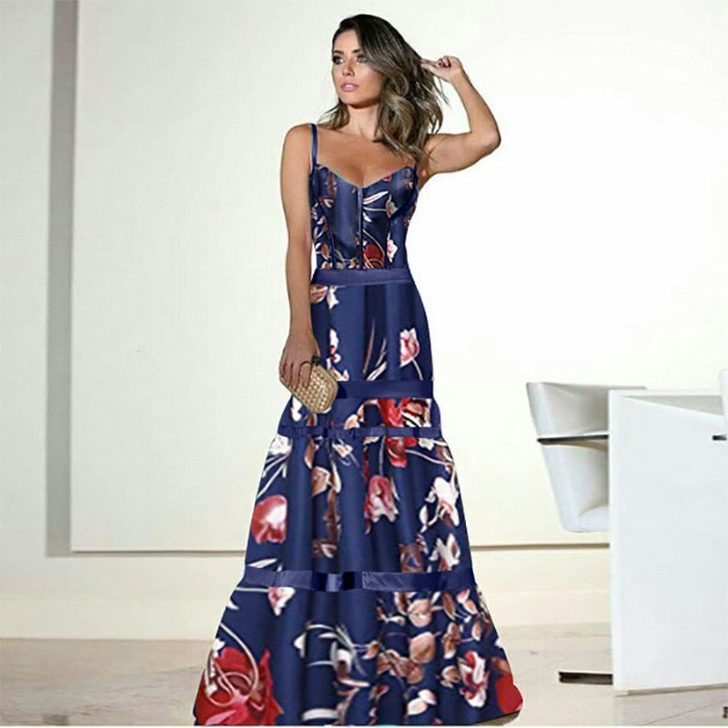 vmtvr - Evening Party Dresses Women Natural Silk Dress Retro Floral Print Maxi Dress Ladies Strap Pleated Oversized Dress Vestidos