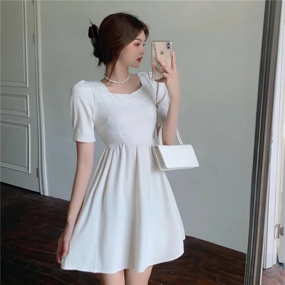 vmtvr Women's Puff Sleeve Mini Dress Backless Designer Dress Sexy Summer Dress Korean One-piece Dress Lady Party Vintage Clothes 2024