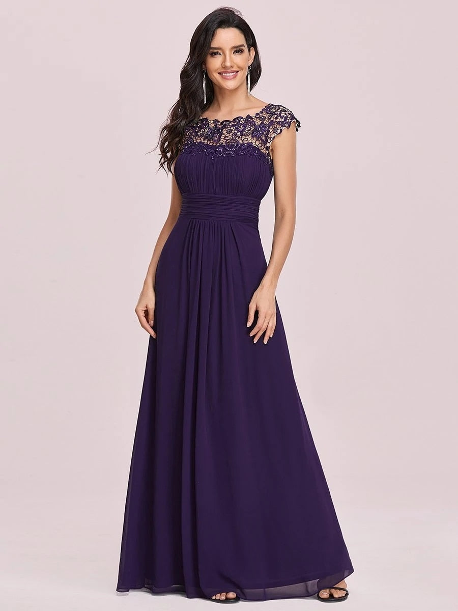 vmtvr - Elegant Evening Dresses O-Neck Sleeveless A-LINE Lace Floor-Length Gown 2023 Ever pretty of Burgundy Simple Prom Dress Women