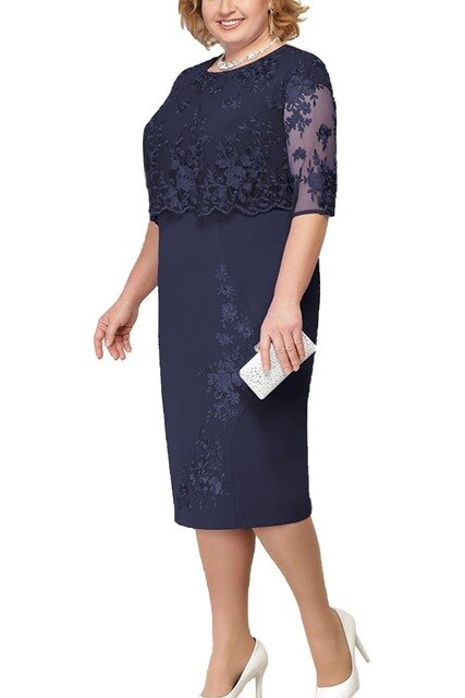 vmtvr Elegant Lace Plus Size Evening Dress Scoop Neck Half Sleeve Wedding Guest Party Gowns Short Mother Of The Bride Dresses