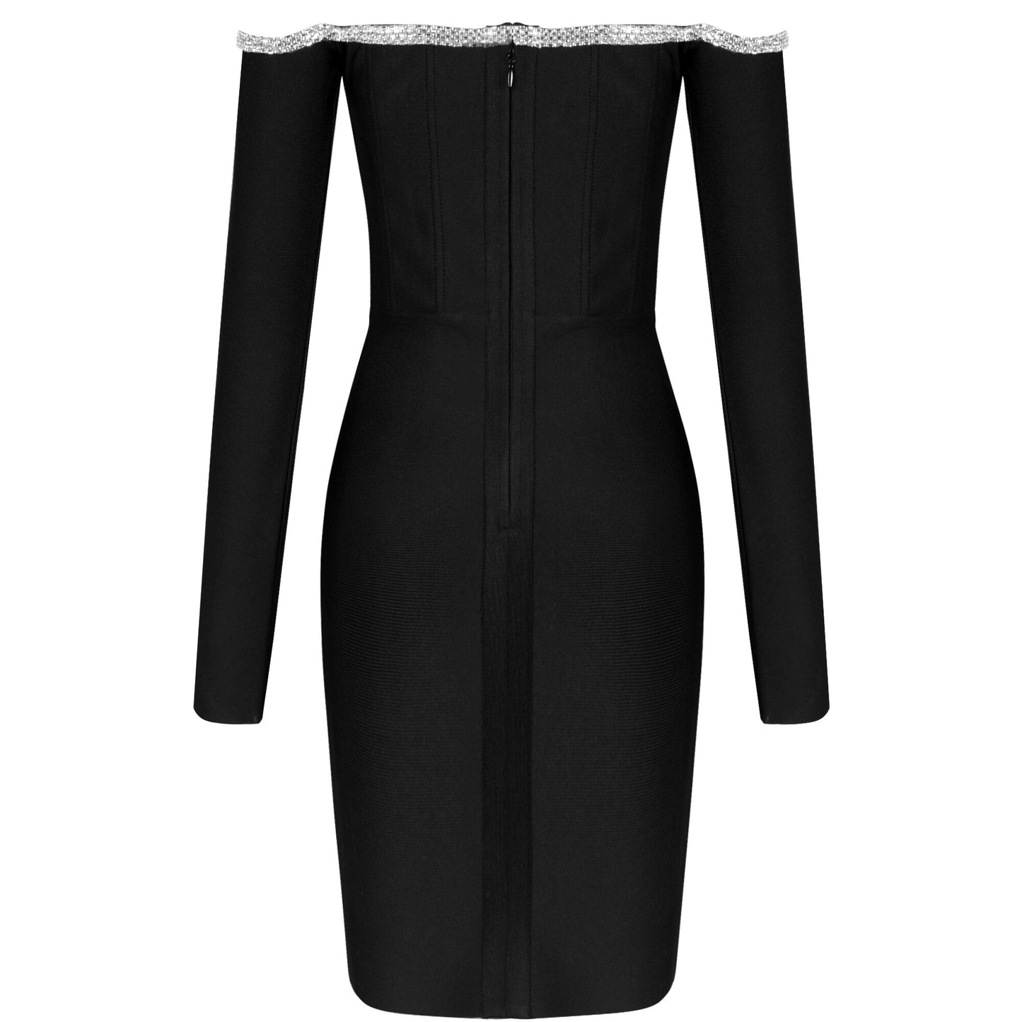 vmtvr - Dress Long Sleeve Black Bandage Dress New Arrival Women Mini Crystal Sexy Off Shoulder Bodycon Club Party Dress