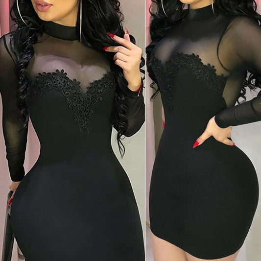 Sexy Women Bandage Bodycon Mini Dresses Transparent Strapless Party Female Elegant Mini Dress Chiffon Female Black Vestidos