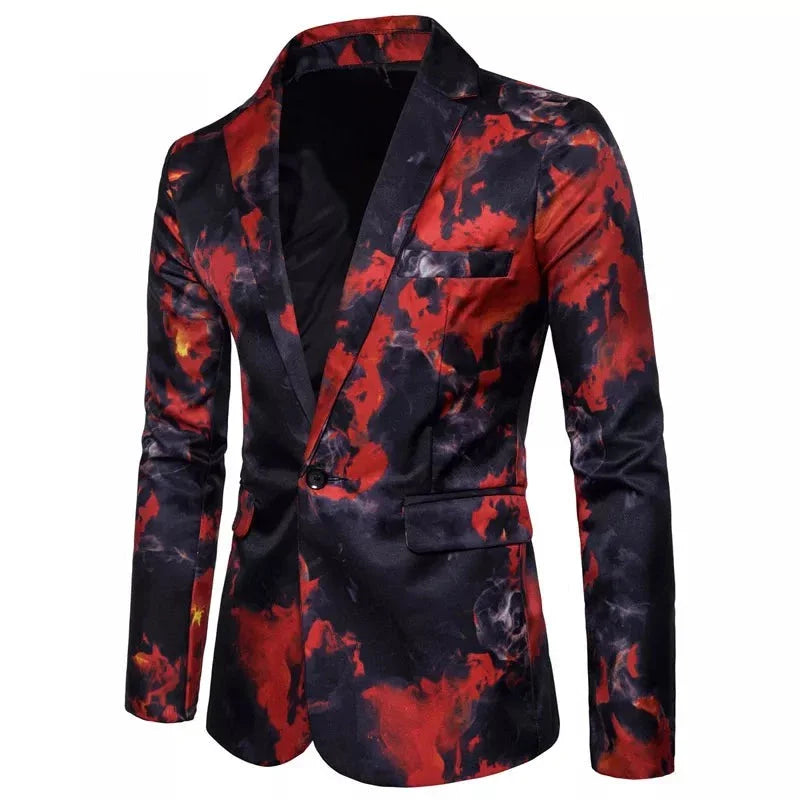 jiaabc Mens Red Flame Printed Blazer Jacket Brand Casual Slim Fit Single Button Blazer Men's Suits and Blazers Terno Masculino 3XL