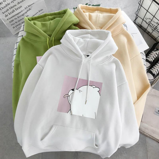 Oversized Casual Vintage Korean Pullovers Hoodies Ulzzang Women Loose Plus Size Tops Kangaroo Pocket Kawaii Sweatshirts