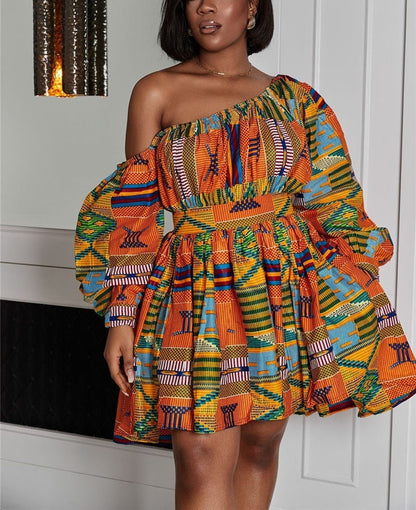 vmtvr - African Dresses Women Sexy Shoulder Off Mini Dress Dashiki Tribal Print Africa Dress Women African Clothes Robe Africaine Femme