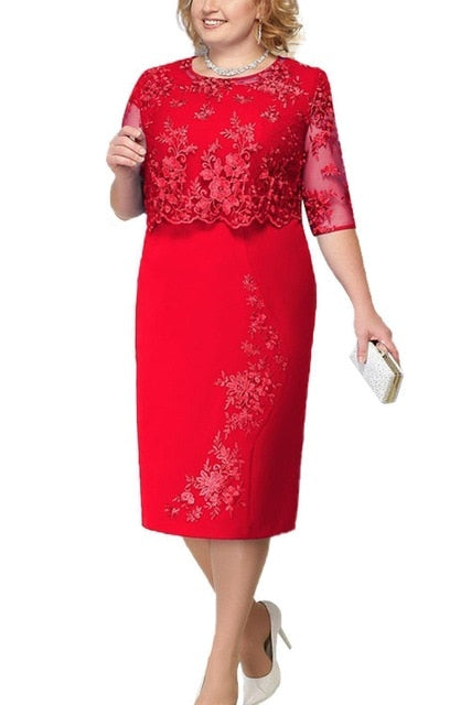 vmtvr Elegant Lace Plus Size Evening Dress Scoop Neck Half Sleeve Wedding Guest Party Gowns Short Mother Of The Bride Dresses